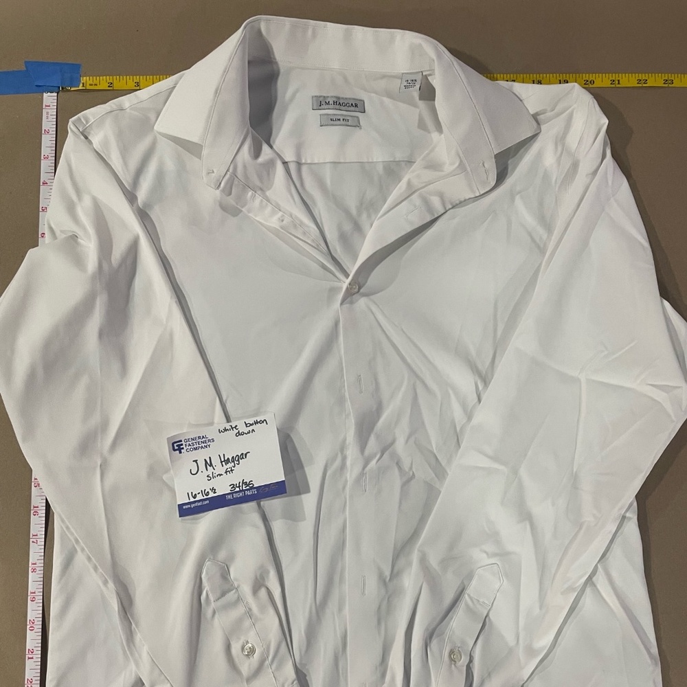 J.M. Haggar Slim Fit White Dress Shirt 16.5x34/35